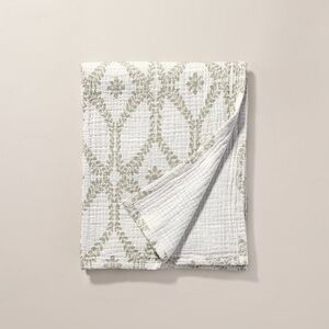 NWOT Trellis Pattern Cotton Throw Blanket Green/Cream - Hearth & Hand Magnolia